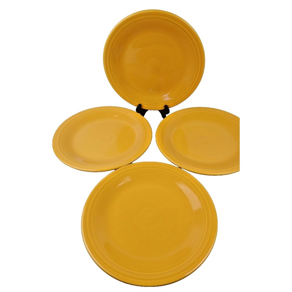 Set of 4 Fiesta Ware Homer Laughlin Classic Rim Dinner Plates 10.5 " Daffodil